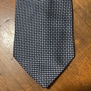 Valerio Garati navy and silver monochromatic silk necktie